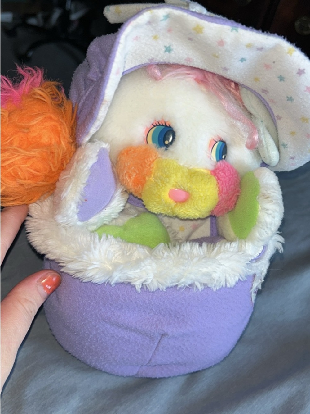 VINTAGE MATTEL POPPLES 13" BABY BIBSY WHITE POPPLE PLUSH STUFFED TOY